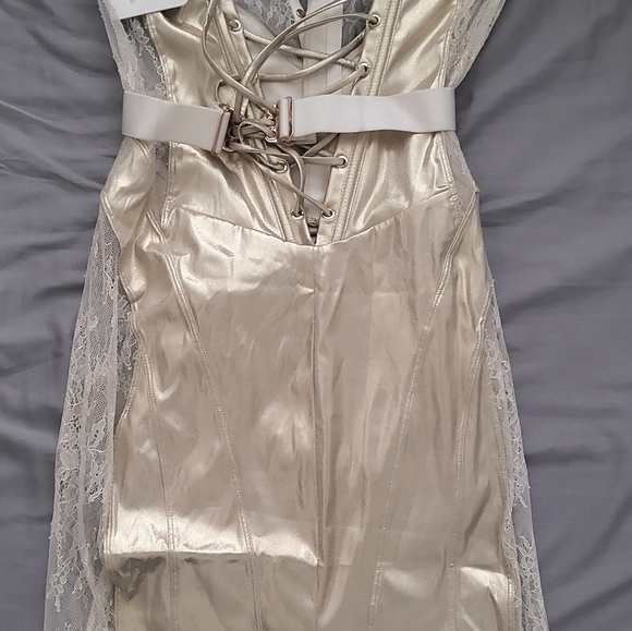 NWT Honey Birdette Marilyn Ivory Gold Vintage Look Dress 34D Small - Picture 10 of 11